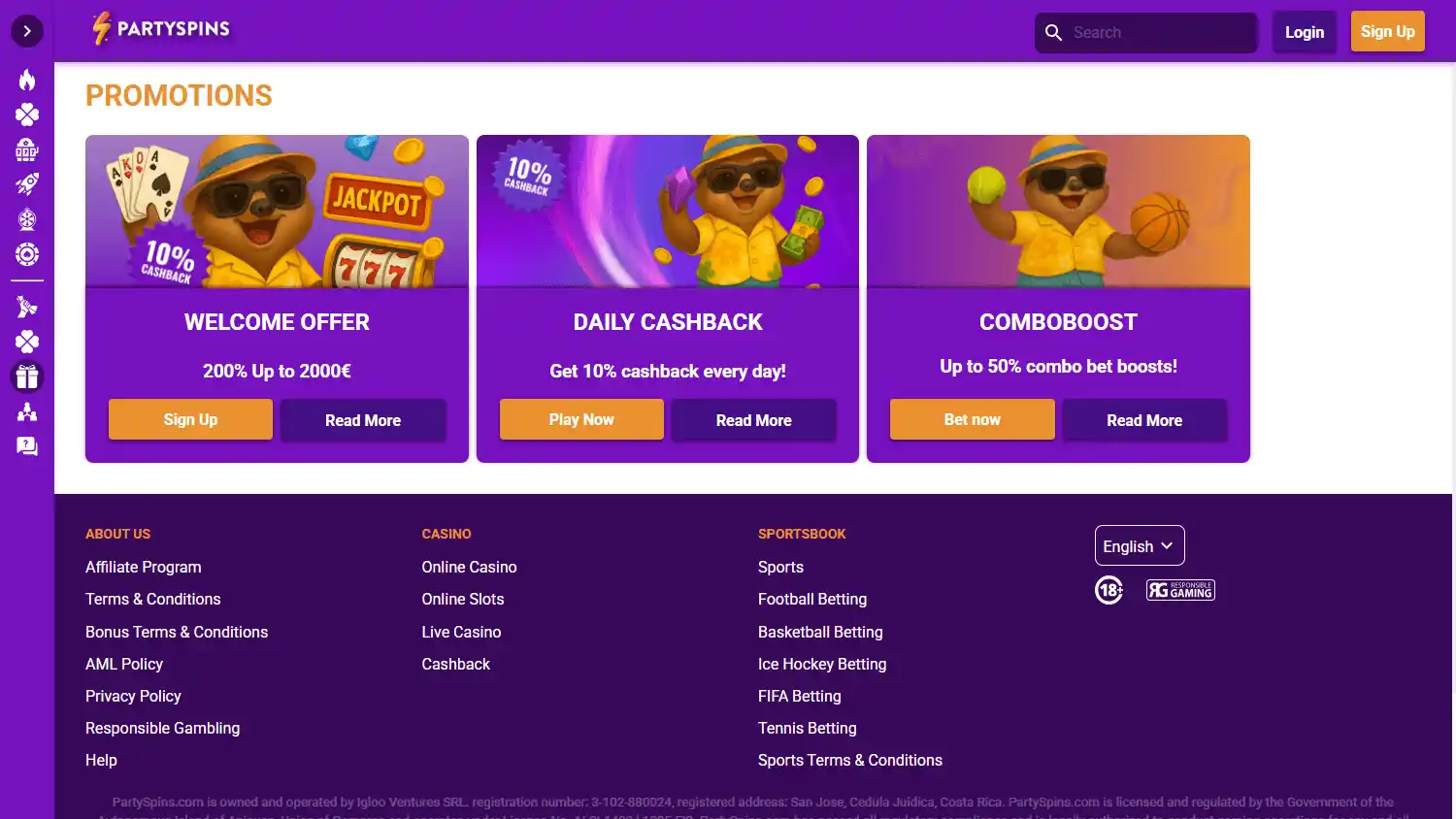 PartySpins Casino screenshot 3