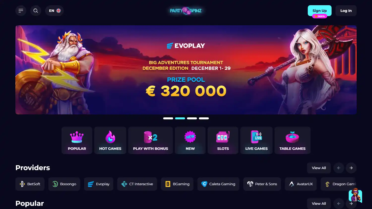 PartySpinz Casino screenshot 1