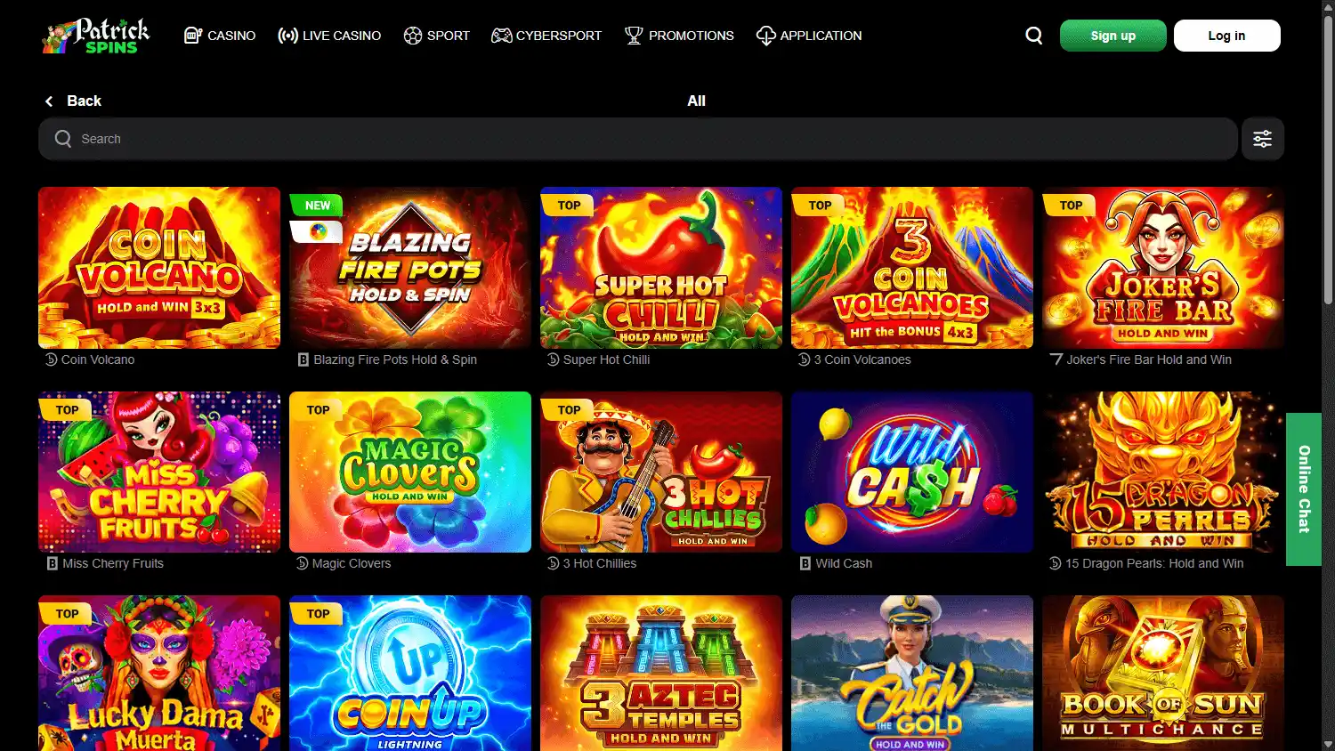 Patrick Spins Casino screenshot 2