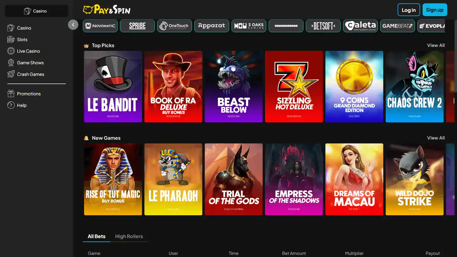 Pay and Spin Casino screenshot 1