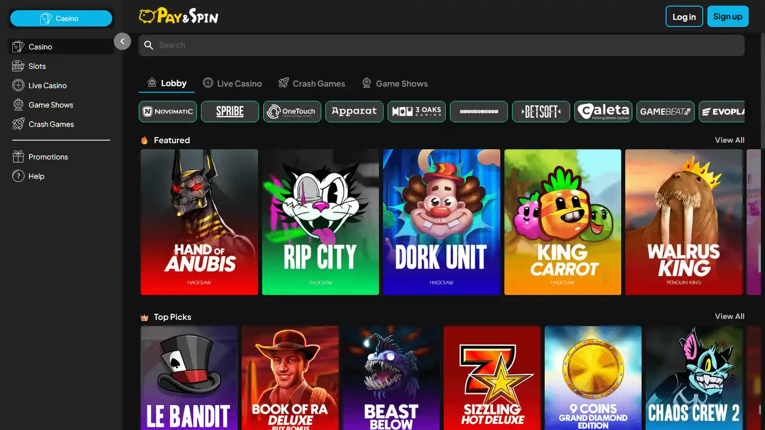 Pay and Spin Casino screenshot 2
