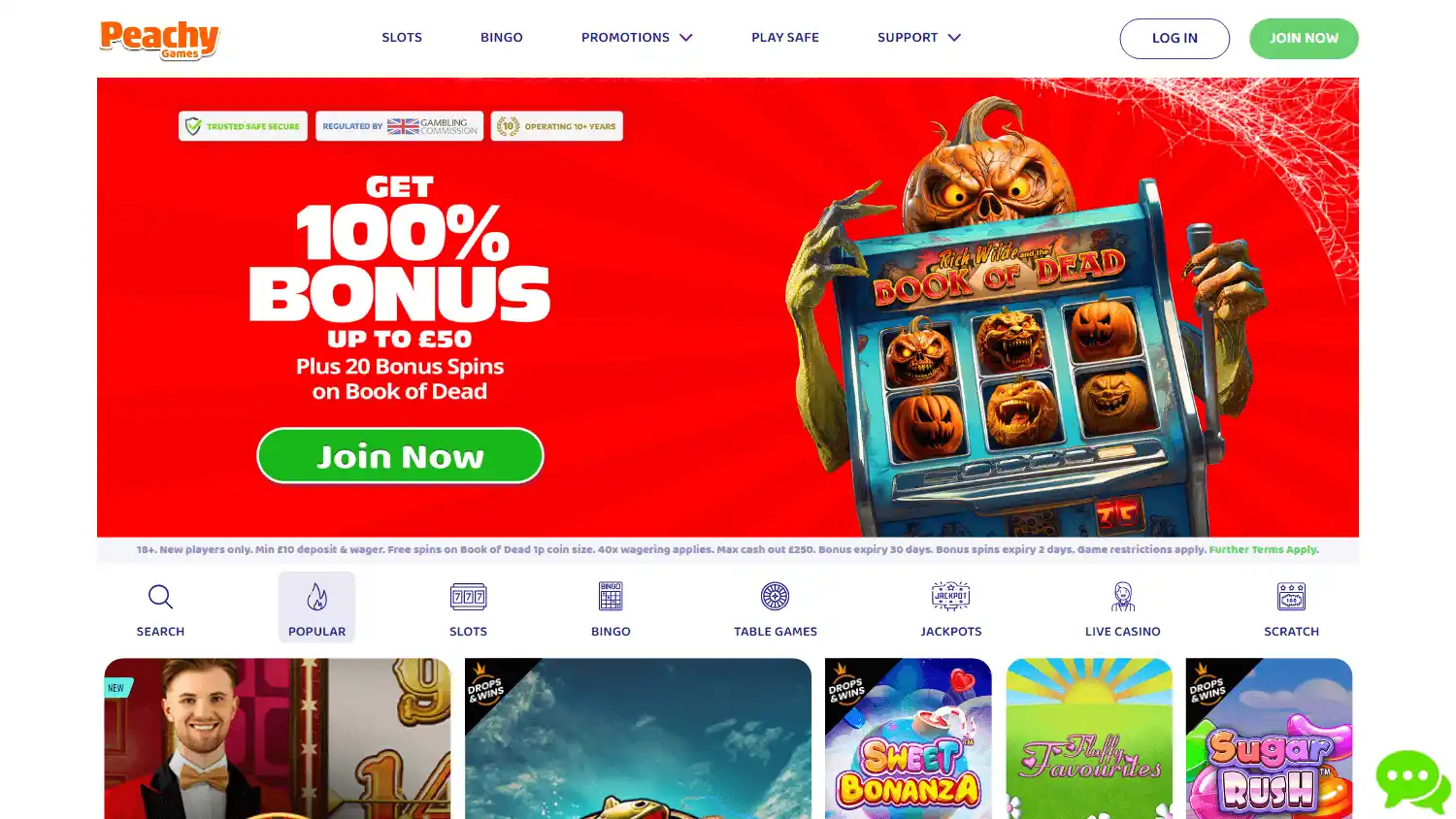 PeachyGames Casino screenshot 1
