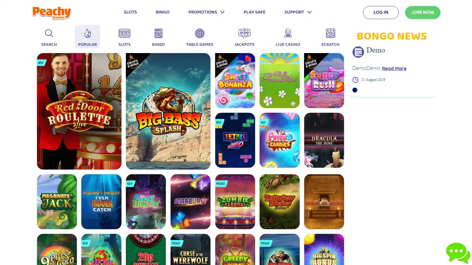 PeachyGames Casino screenshot 2