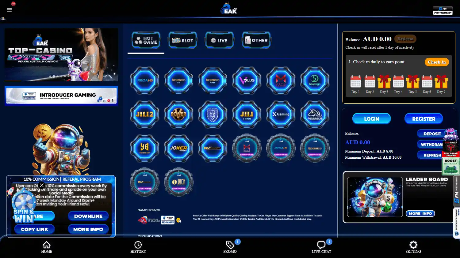 PeakAU Casino screenshot 1