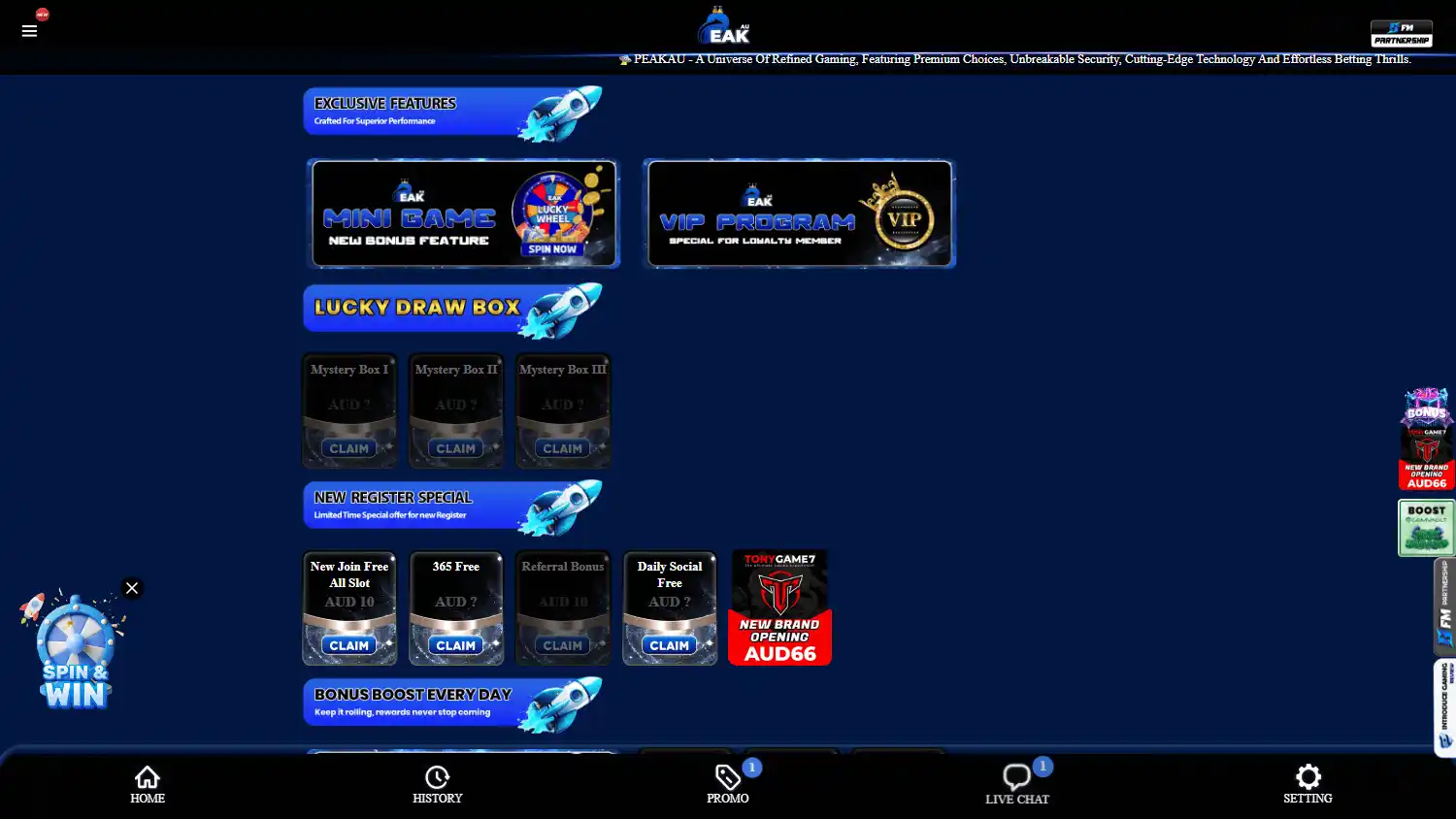 PeakAU Casino screenshot 2