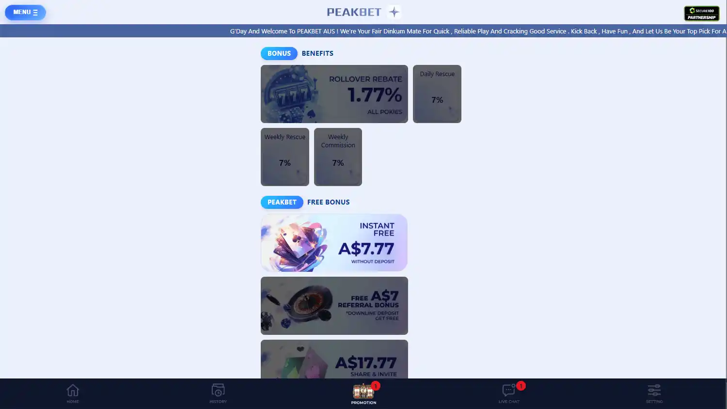 PEAKBET Casino screenshot 2