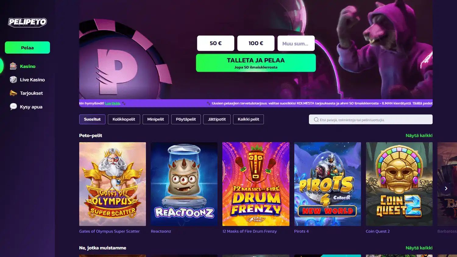 Pelipeto Casino screenshot 2