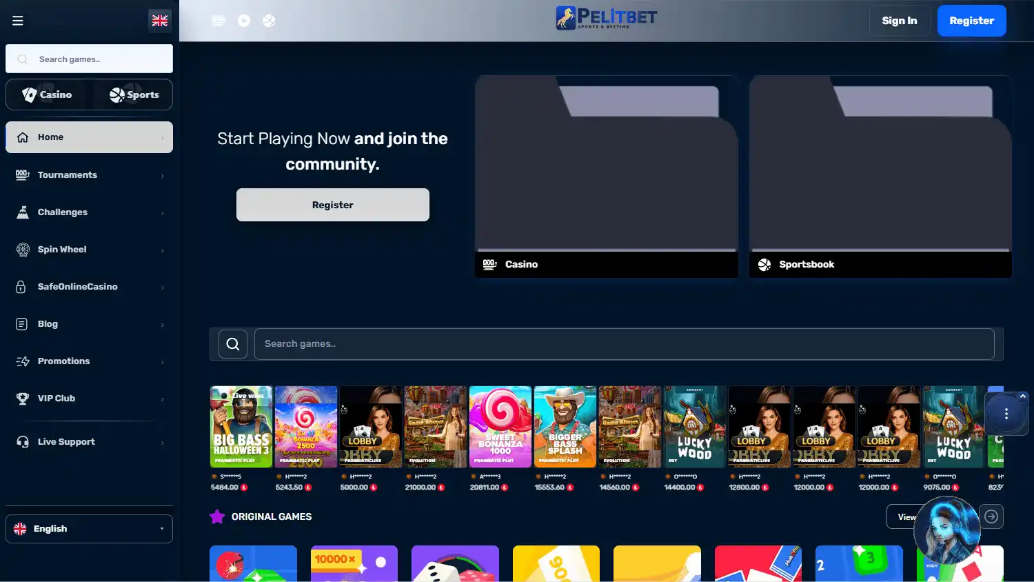 PelitBet Casino screenshot 1