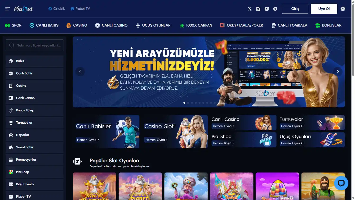 Piabet Casino screenshot 1