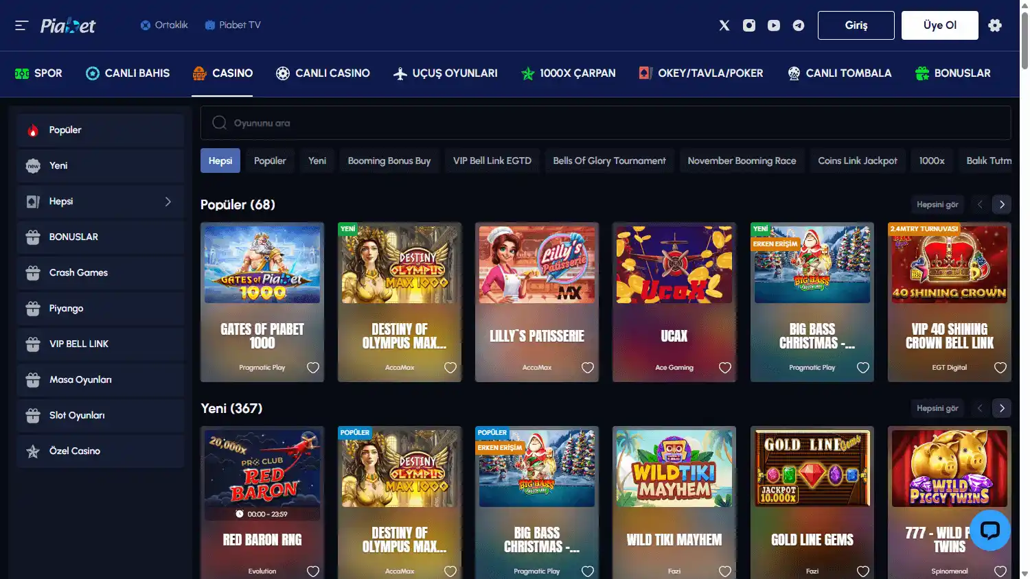 Piabet Casino screenshot 2
