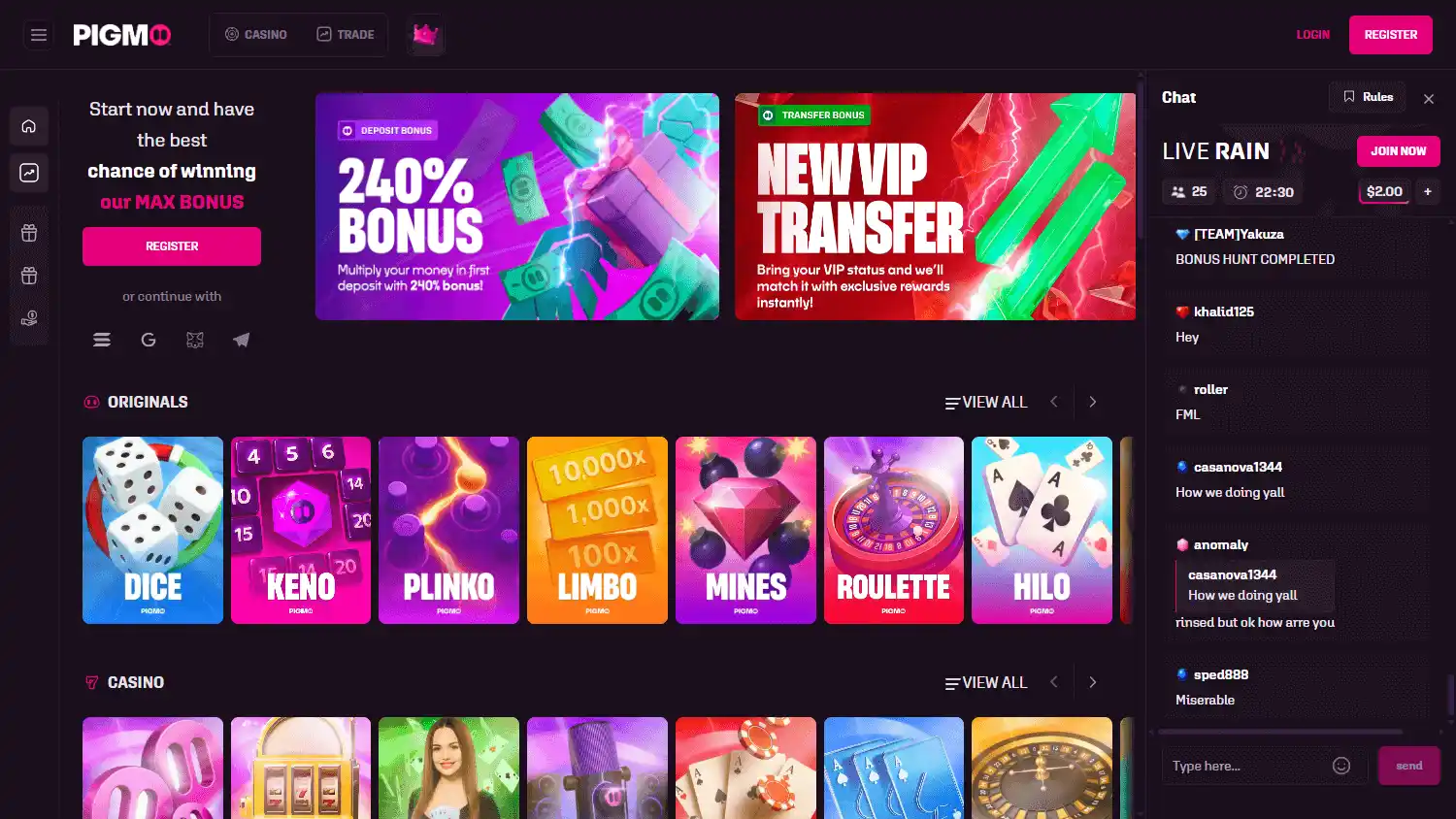 Pigmo Casino screenshot 1