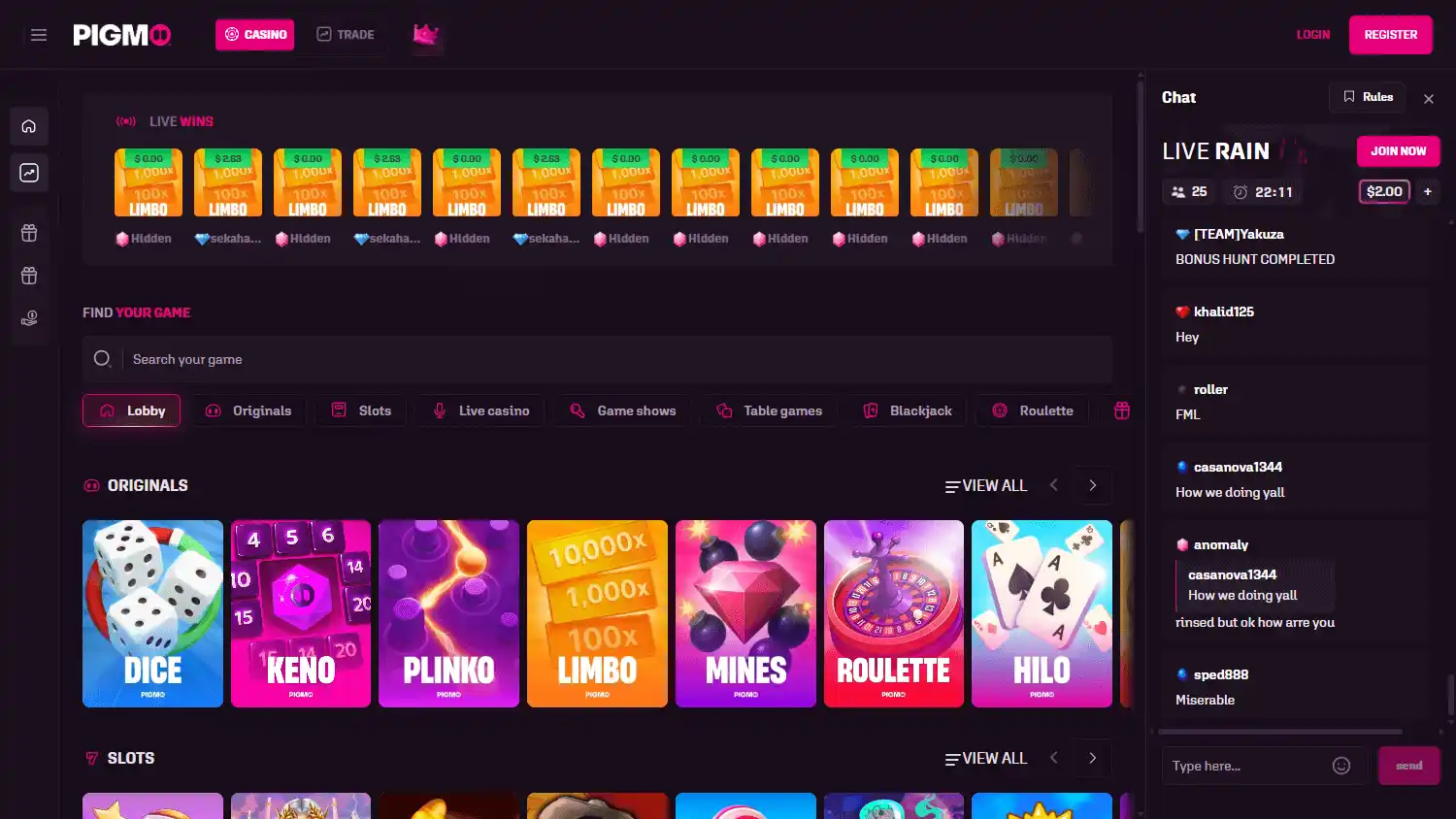 Pigmo Casino screenshot 2