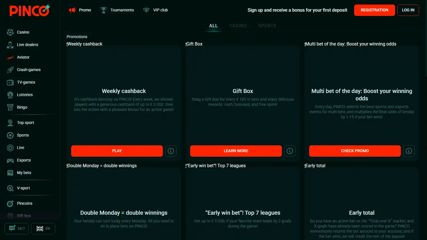 Pinco Casino screenshot 3