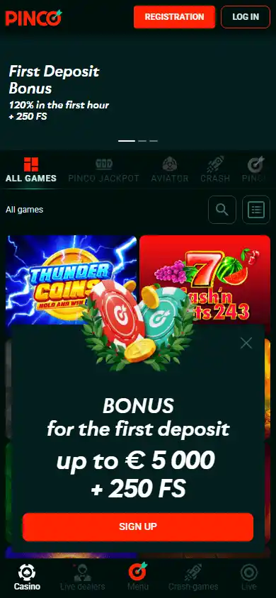 Pinco Casino screenshot 5