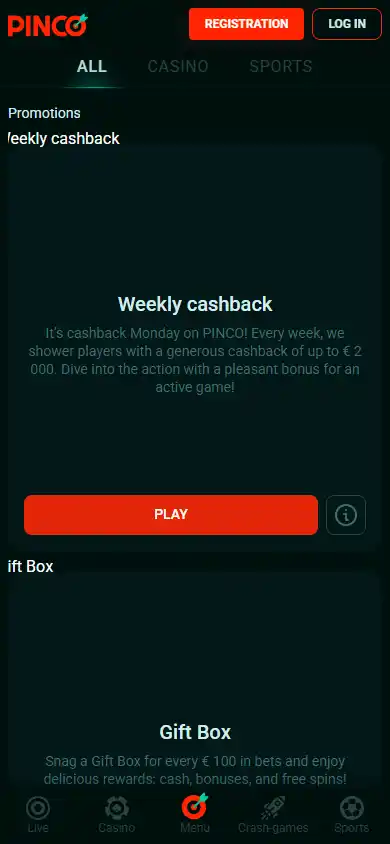 Pinco Casino screenshot 6