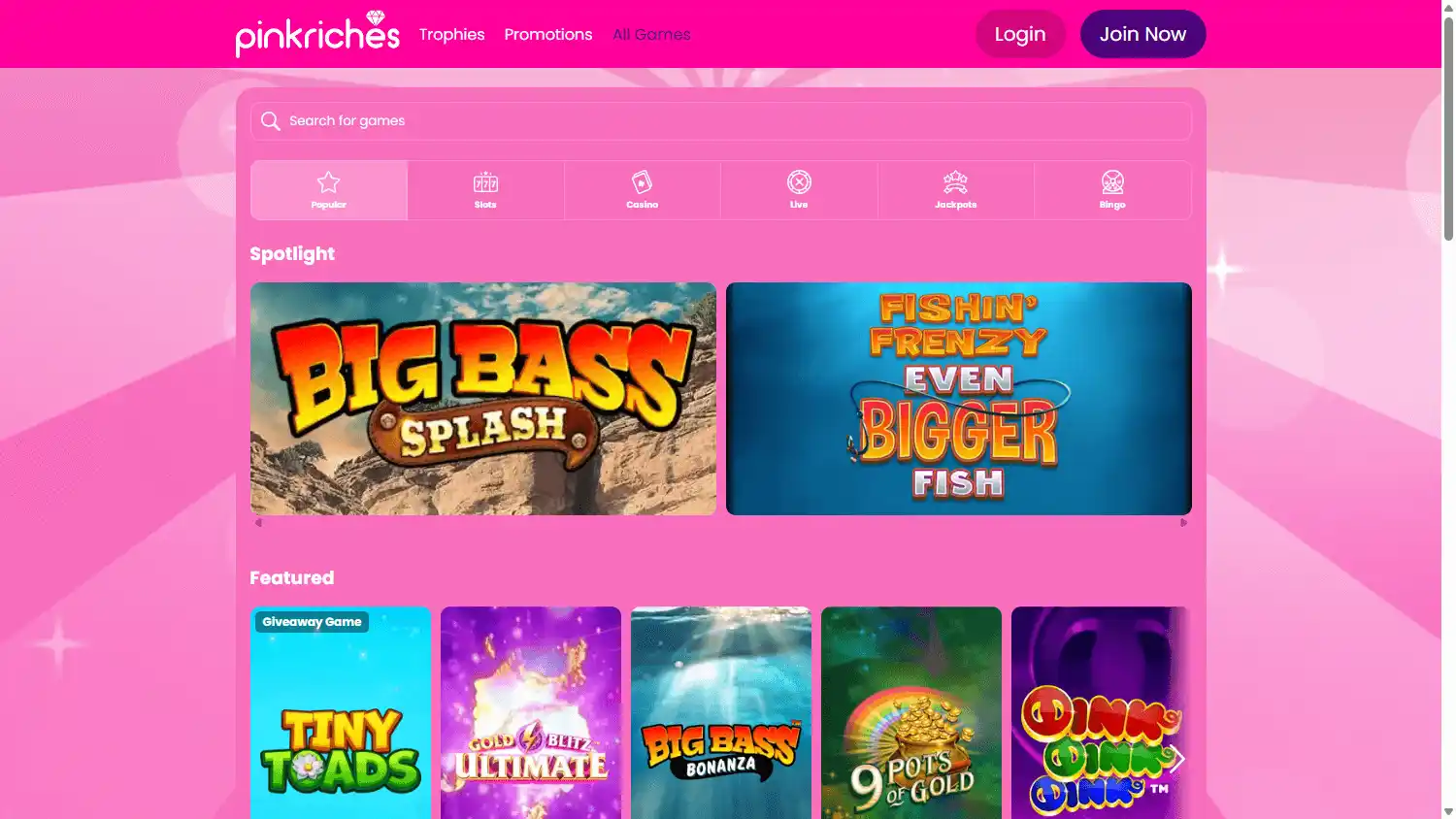 Pink Riches Casino screenshot 2