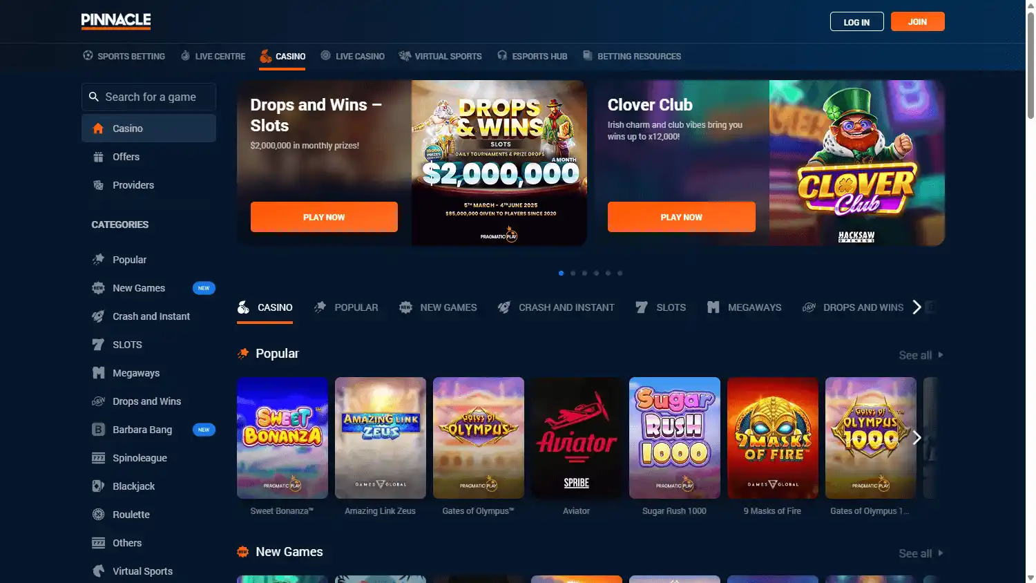 Pinnacle Casino screenshot 2