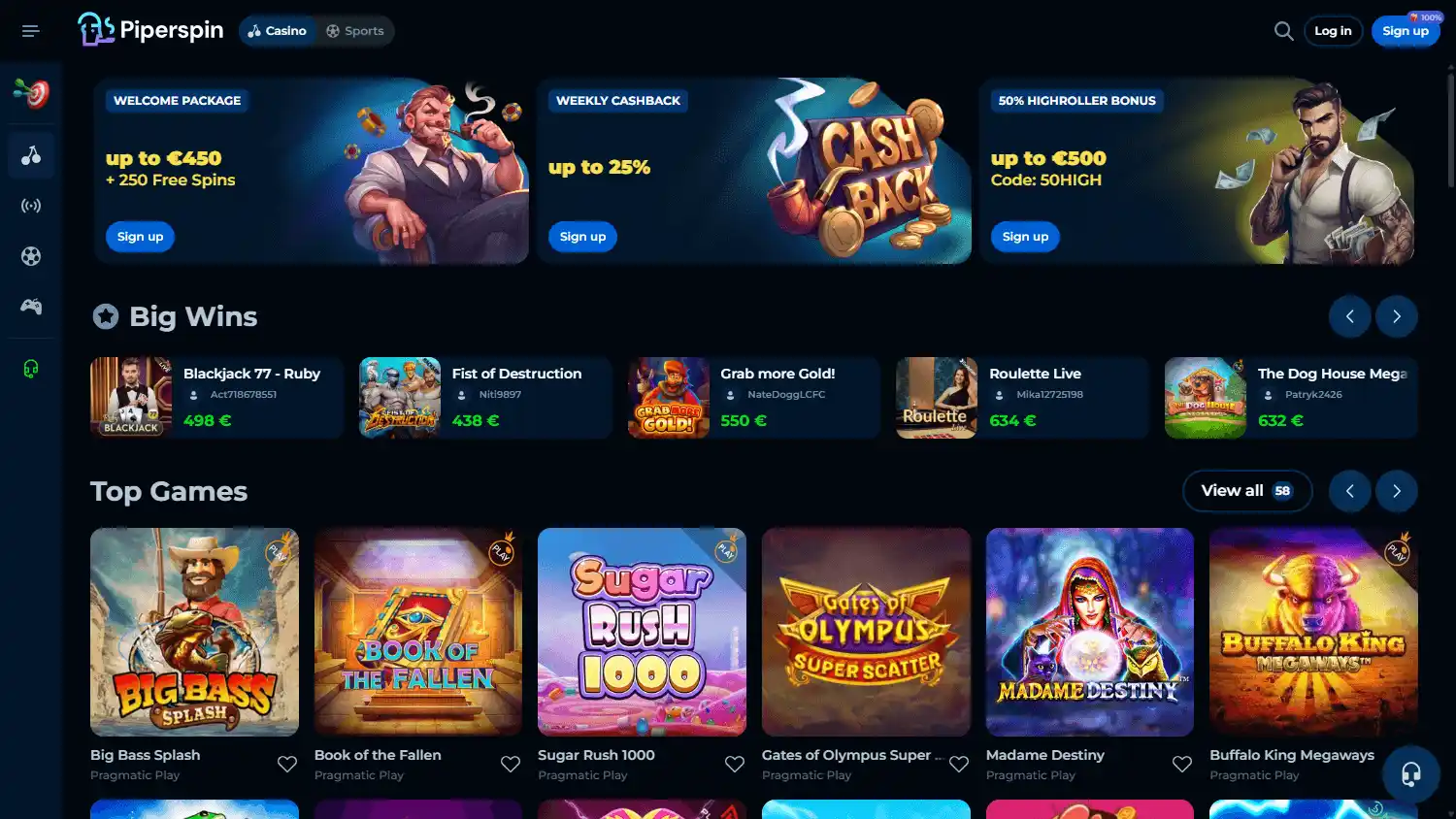Piperspin Casino screenshot 1