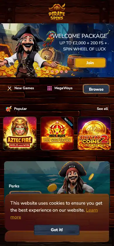 PirateSpins Casino screenshot 2