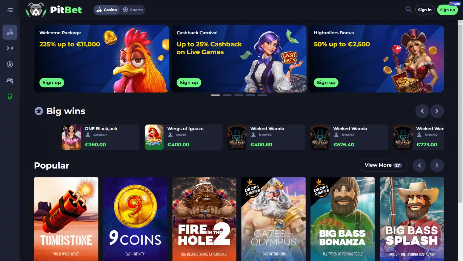 Pit Bet Casino screenshot 1