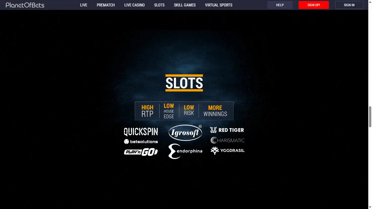 Planet Of Bets Casino screenshot 2
