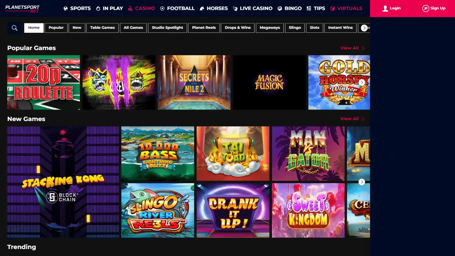 PlanetSportBet Casino screenshot 1