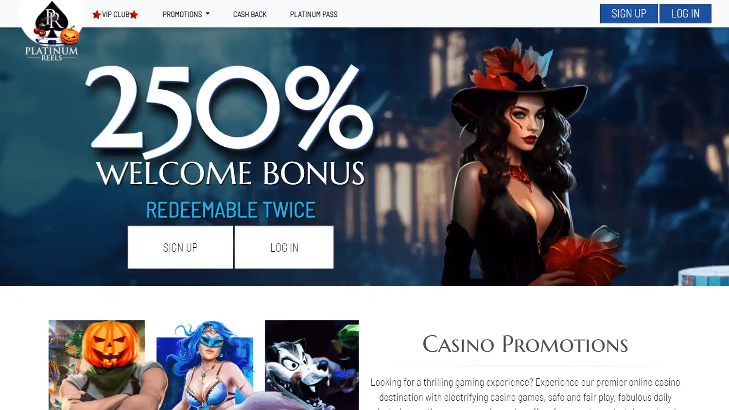 Platinum Reels Online Casino screenshot 1