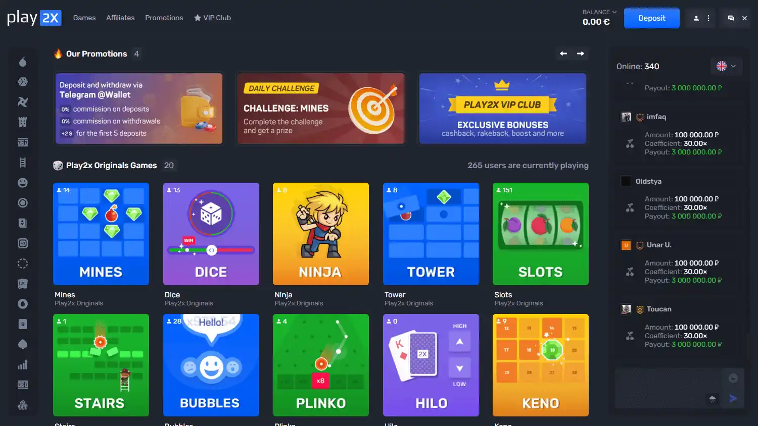 Play2x Casino screenshot 1