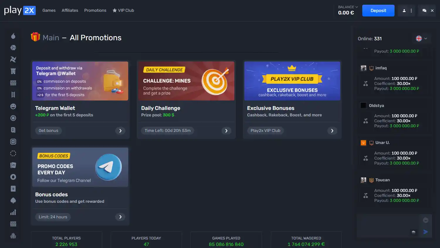 Play2x Casino screenshot 2
