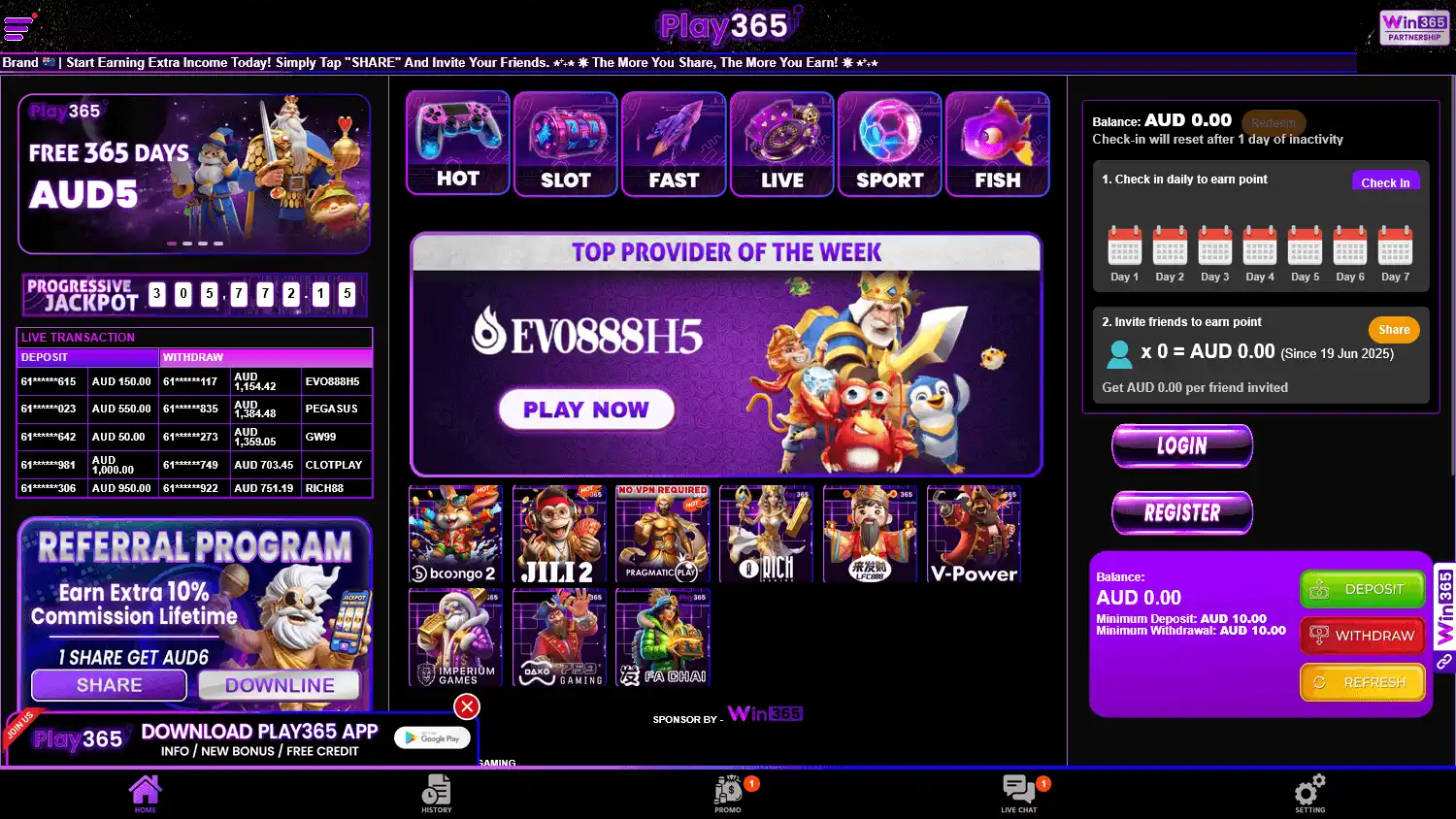 Play365 Casino screenshot 1