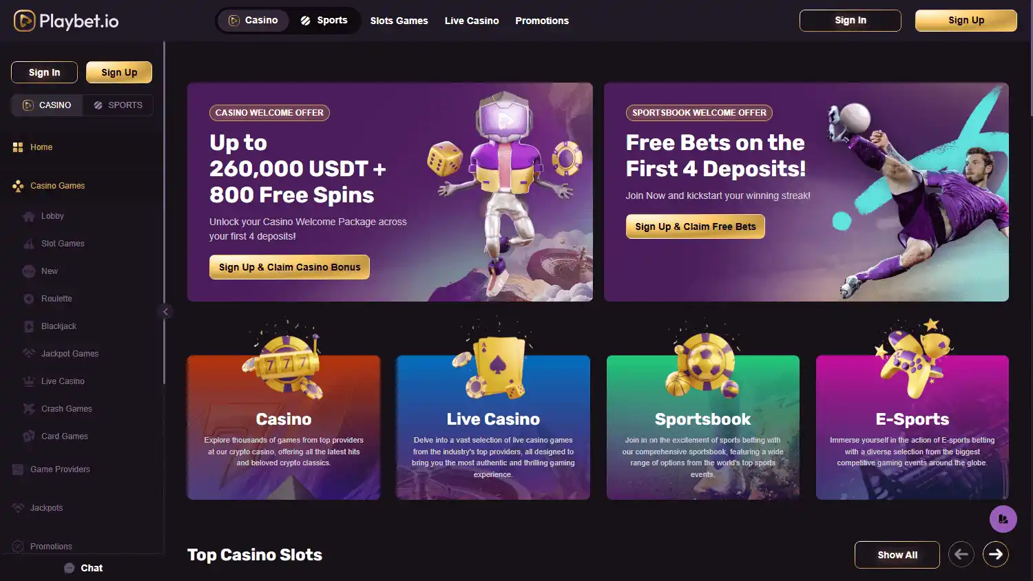 Playbet.io Casino screenshot 1