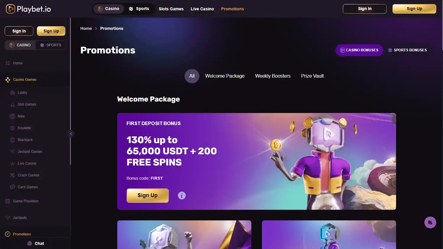 Playbet.io Casino screenshot 3