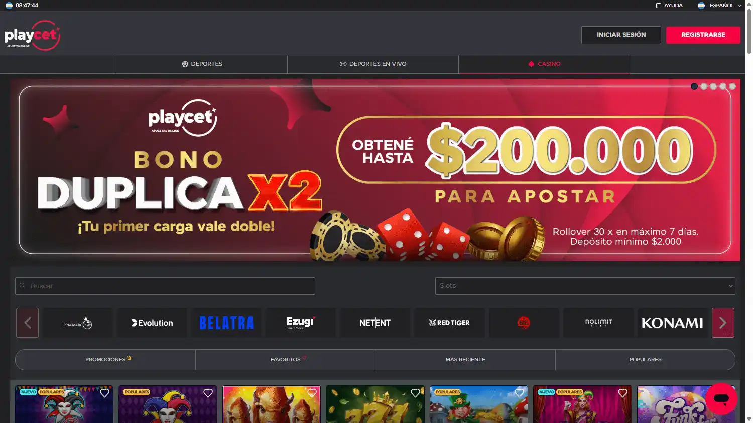 Playcet Casino screenshot 2