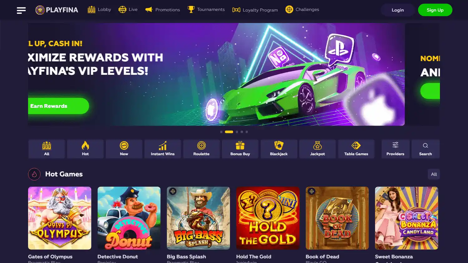 Playfina Casino screenshot 1