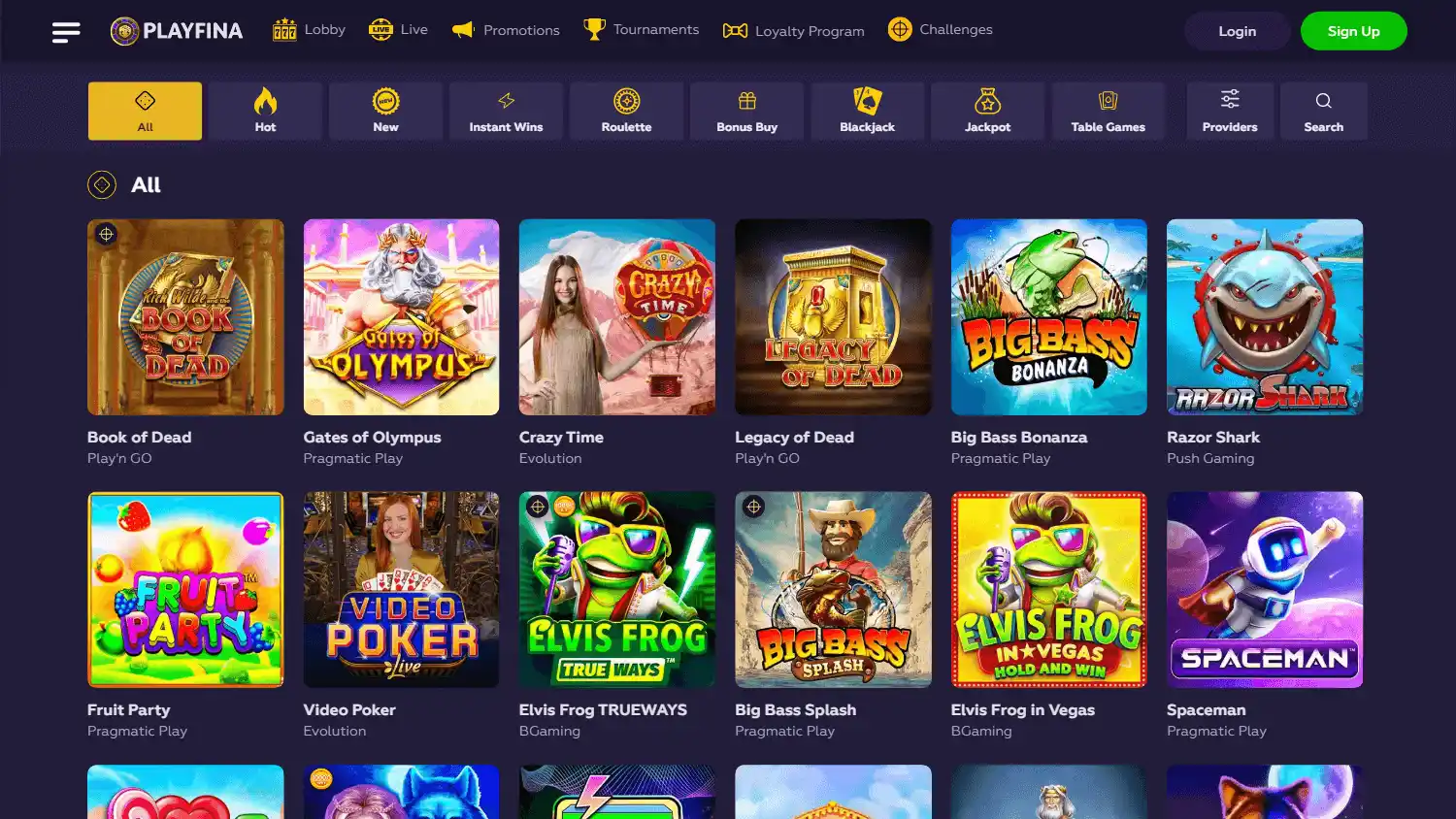 Playfina Casino screenshot 2