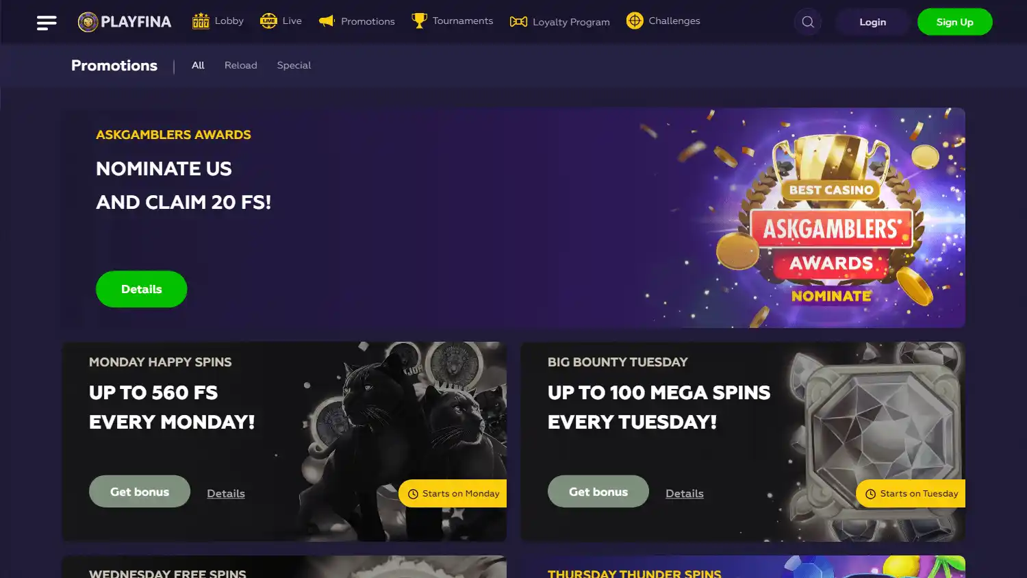Playfina Casino screenshot 3