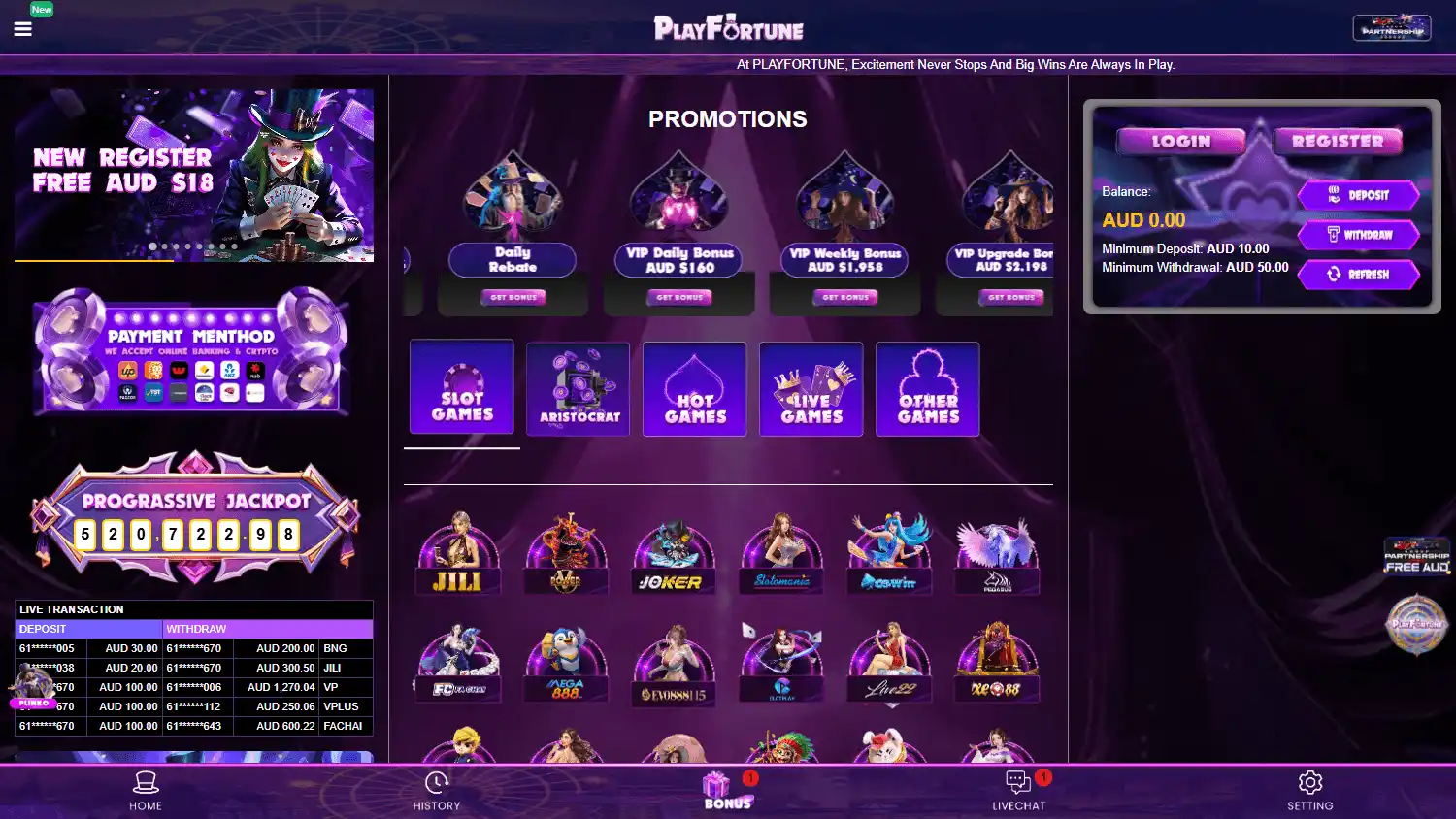 PlayFortune Casino screenshot 1