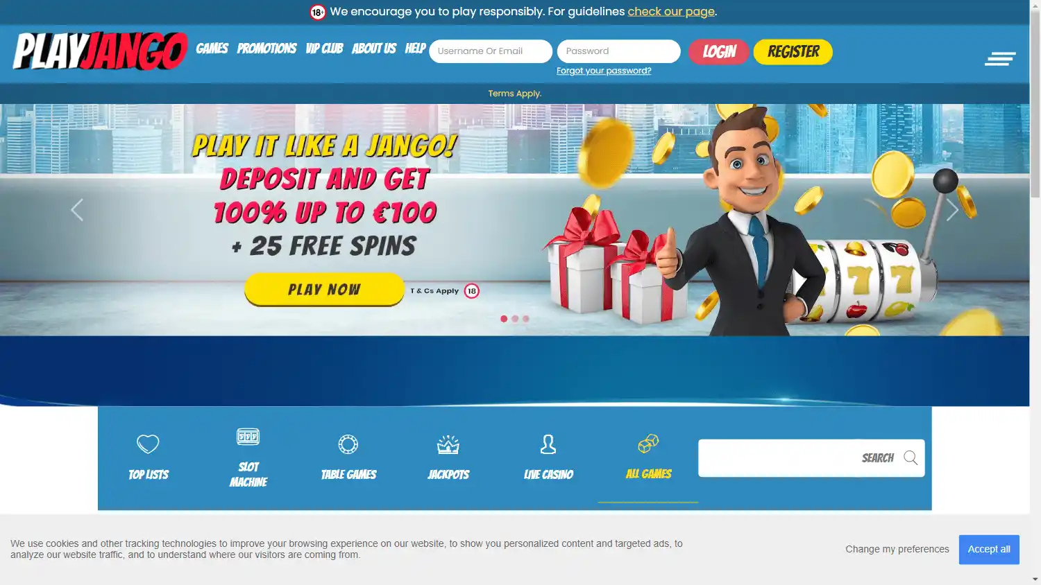PlayJango Casino DK screenshot 2