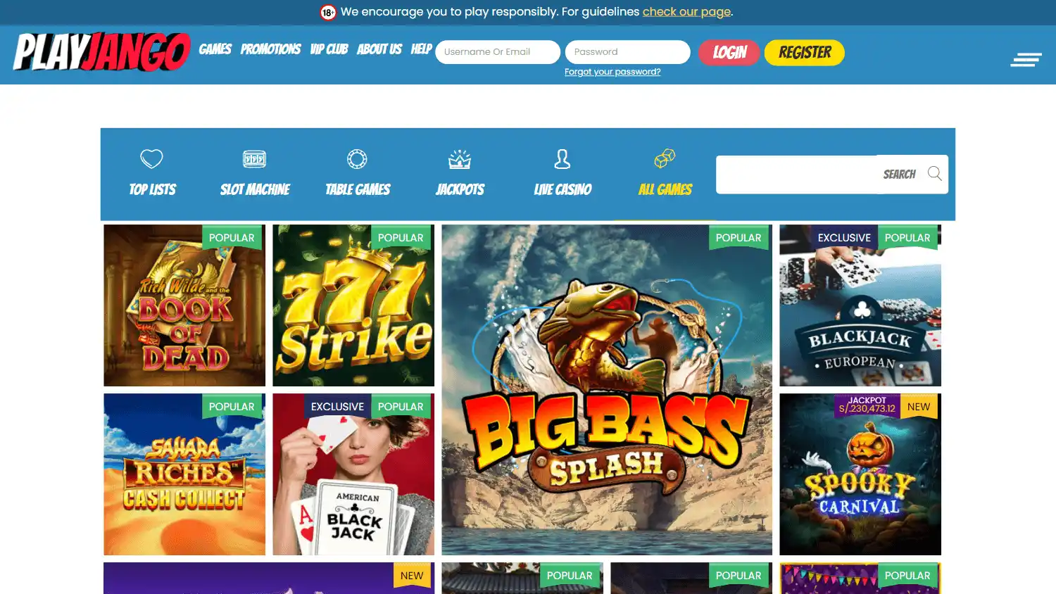 PlayJango Casino UK screenshot 2