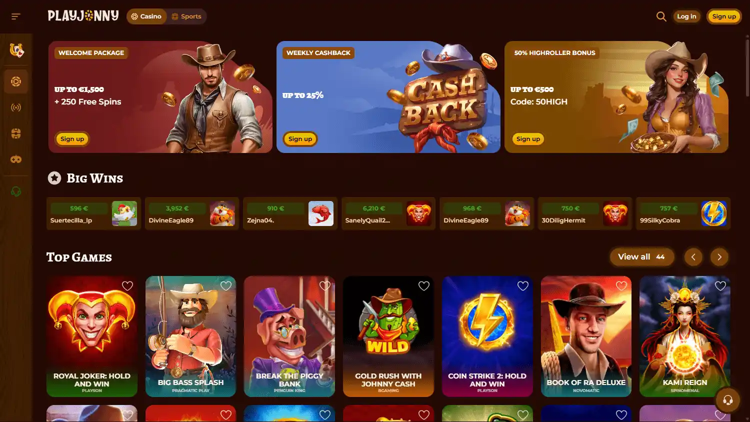 PlayJonny Casino screenshot 1