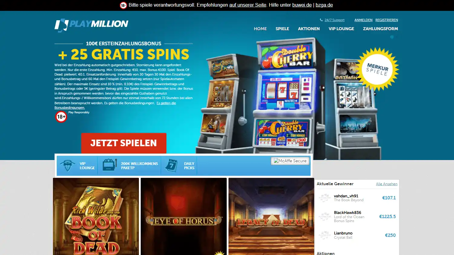 PlayMillion Casino DE screenshot 1