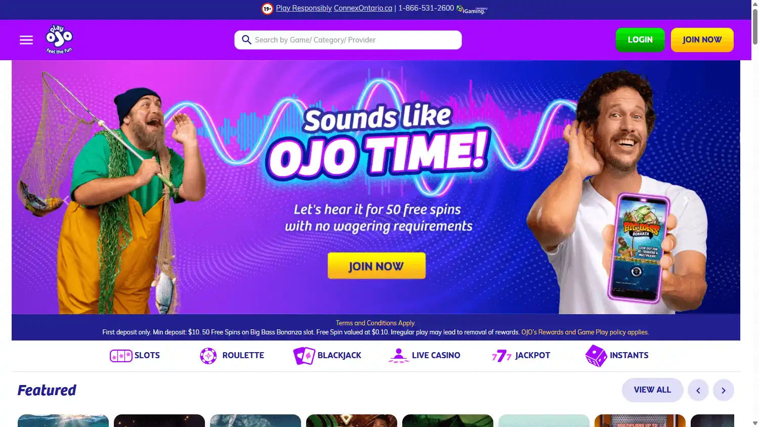 PlayOJO Casino Ontario screenshot 1