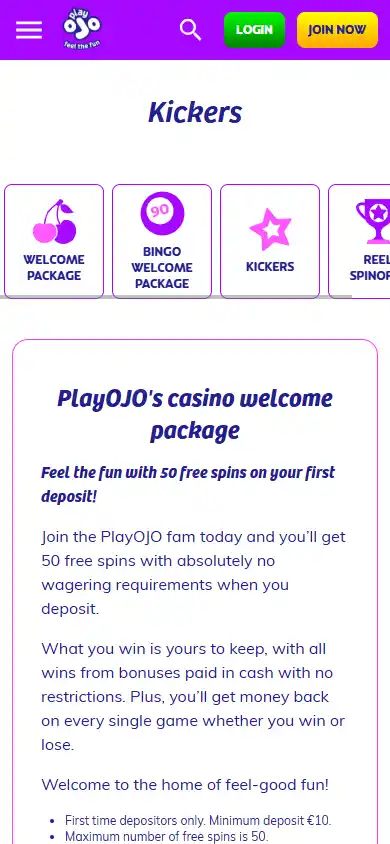 PlayOJO Casino SE screenshot 7