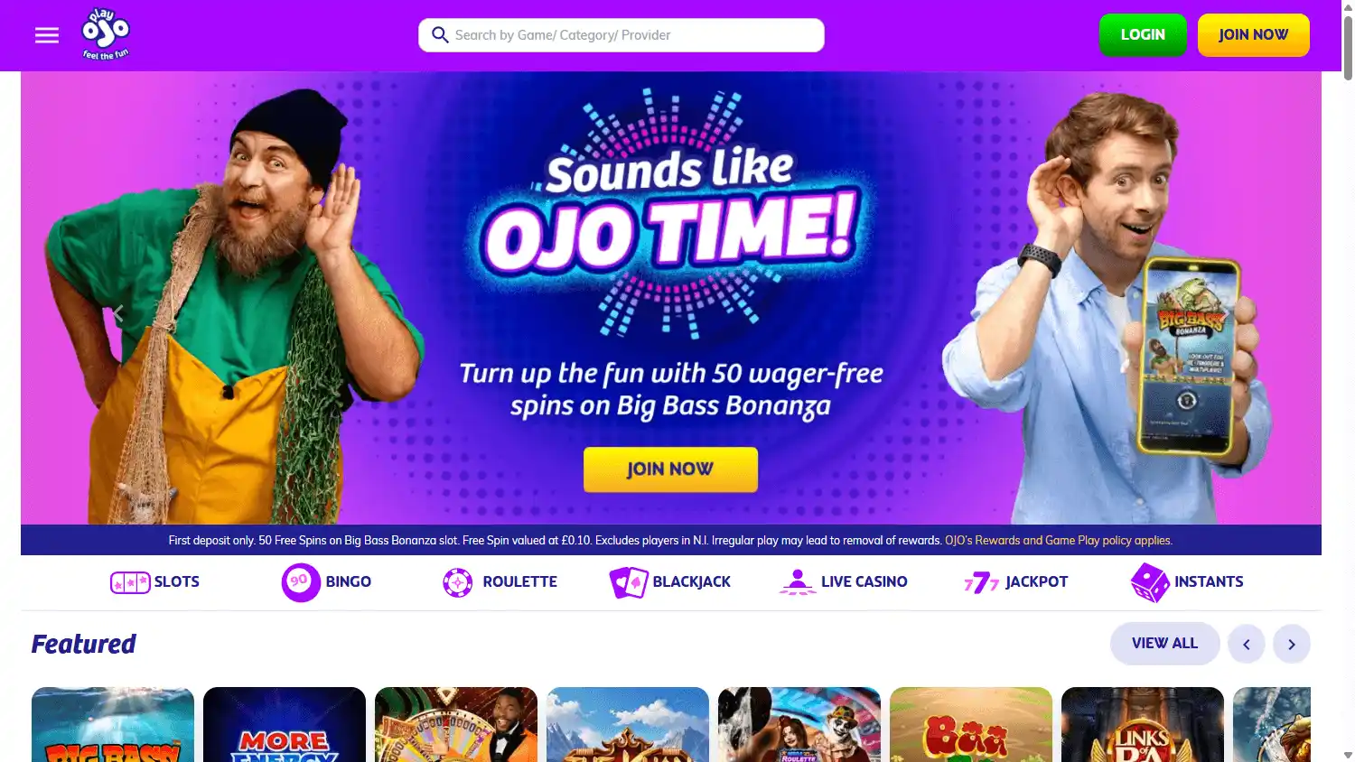 PlayOJO Casino UK screenshot 1