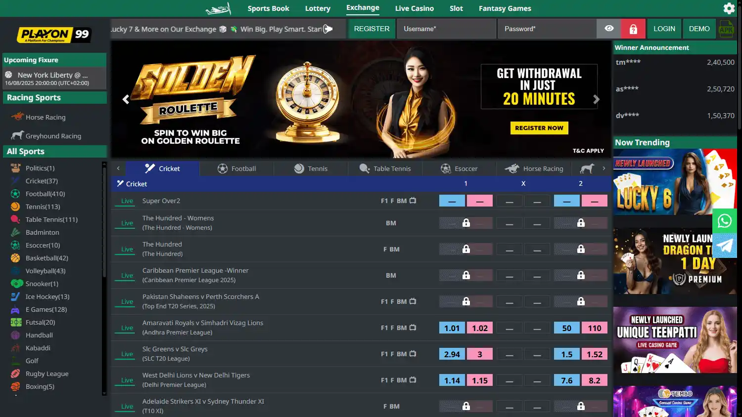 Playon99 Casino screenshot 1