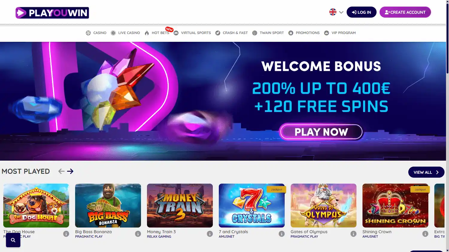 PlaYouWin Casino screenshot 1