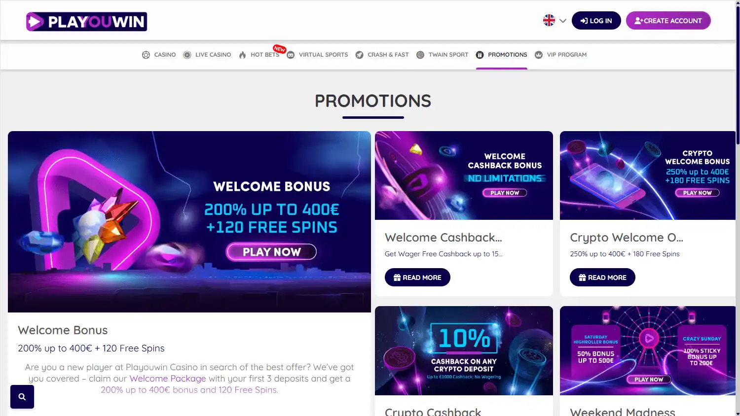 PlaYouWin Casino screenshot 2