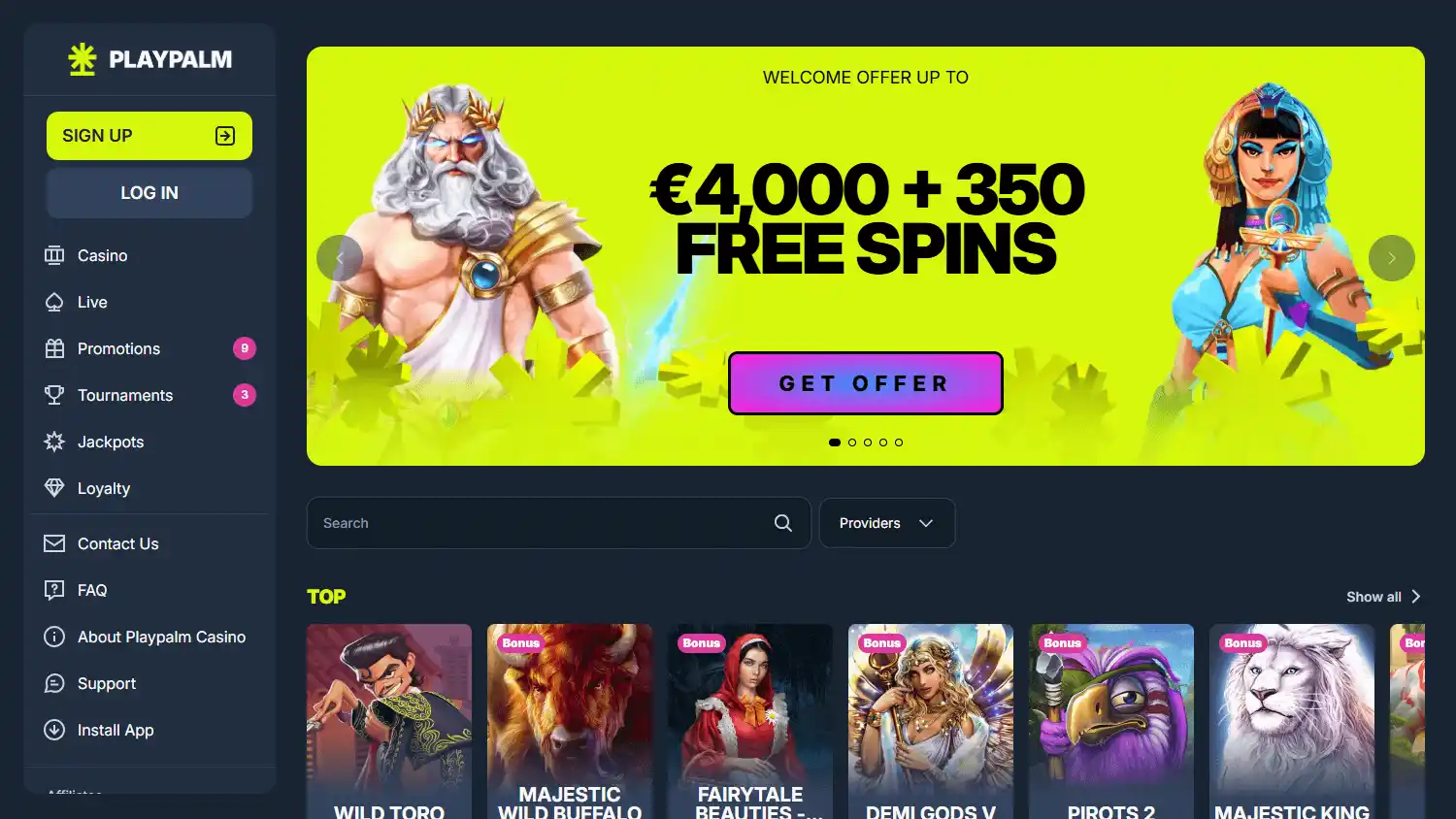 Playpalm Casino screenshot 1