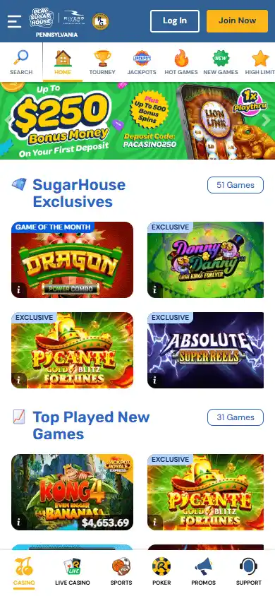 PlaySugarHouse Casino screenshot 4
