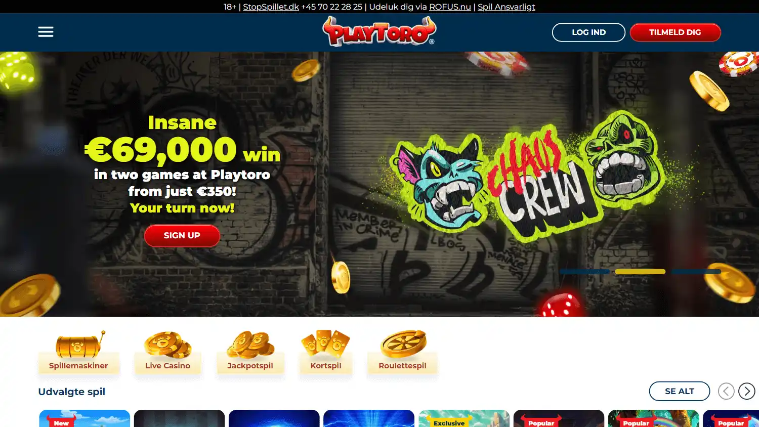 PlayToro Casino DK screenshot 1